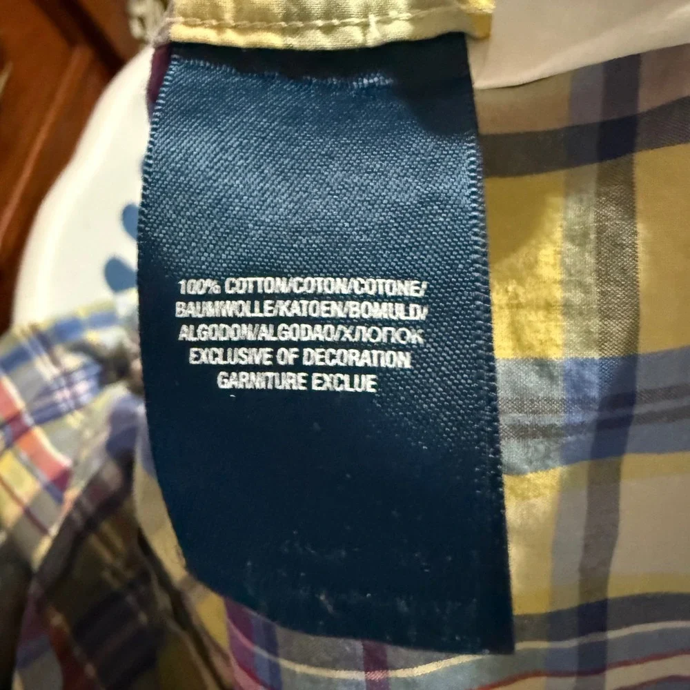 Ralph Lauren Plaid Button Down Shirt Long Sleeve Yellow Blue Red‎ XL 18-20 Boys